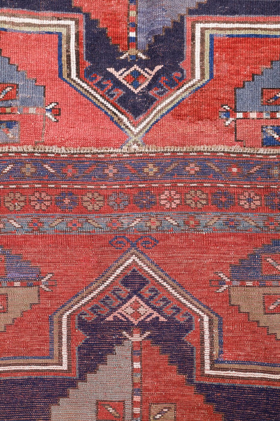 5′ x 9′ Crimson Red and Midnight Indigo Hand-Knotted Antique Caucasian Bordjalou Kazak Rug – Collector’s Wool on Wool