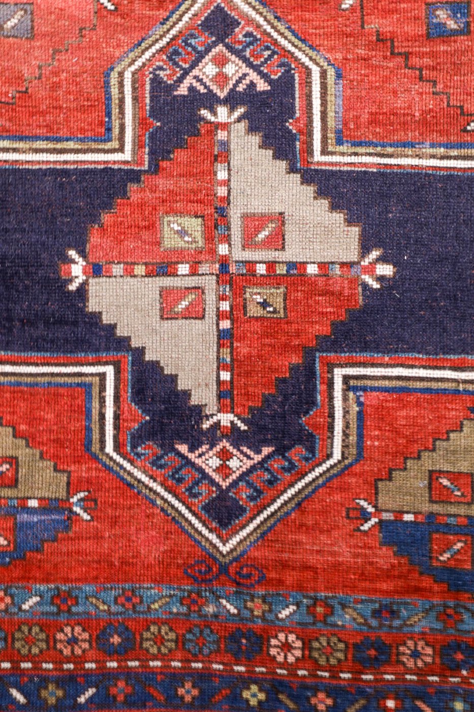 5′ x 9′ Crimson Red and Midnight Indigo Hand-Knotted Antique Caucasian Bordjalou Kazak Rug – Collector’s Wool on Wool