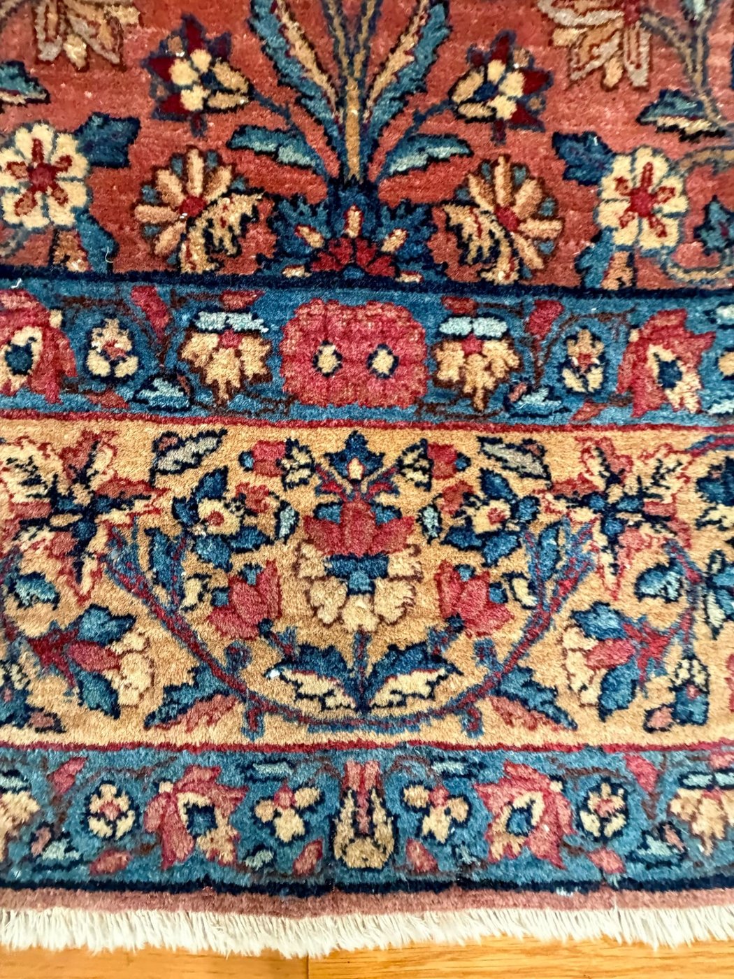 5′ x 10′ Dusty Rose and Indigo Hand-Knotted Semi-Antique Persian Kerman Gallery Rug – Fine Kurk Wool