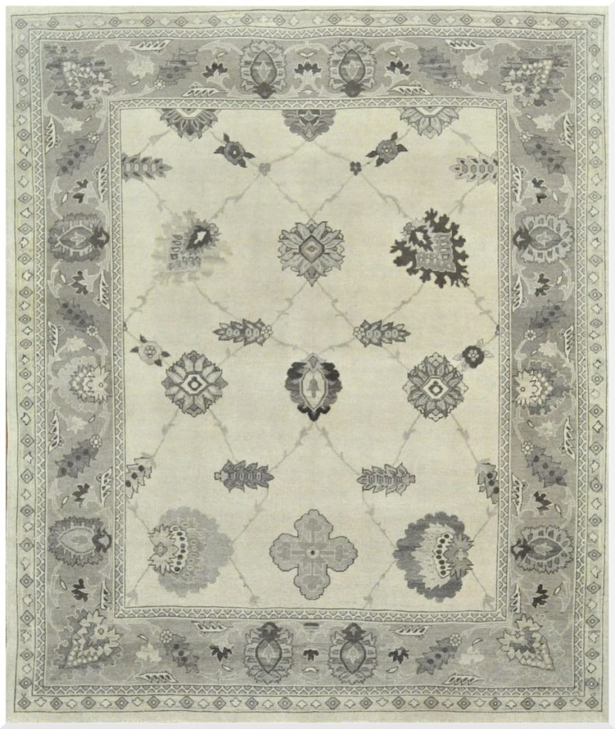 9′ x 10′ Beige Fine Hand-Knotted Egyptian Oushak Rug – Transitional Wool
