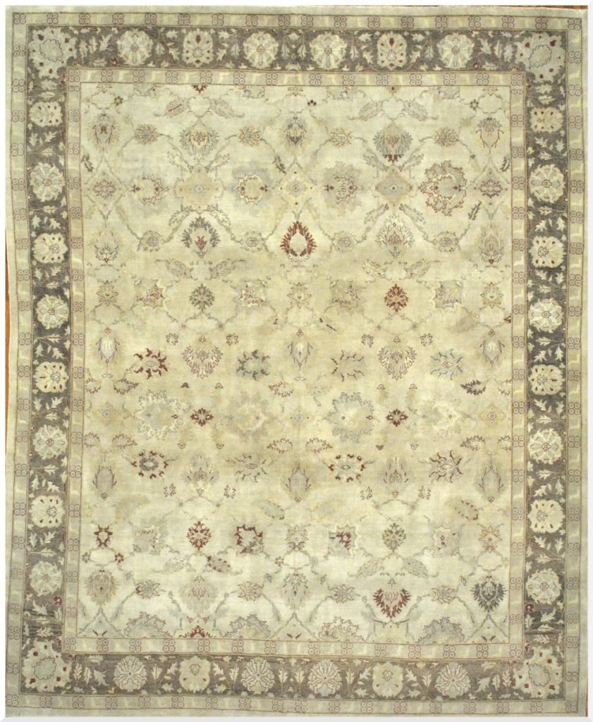 12′ x 15′ Beige Fine Hand-Knotted Egyptian Sultanabad Rug – Traditional Wool