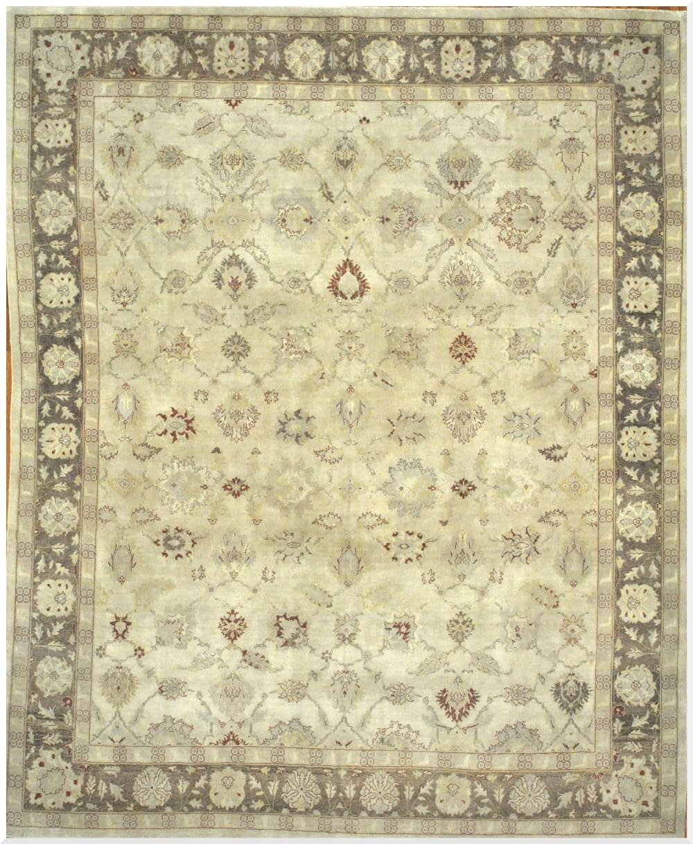 12′ x 15′ Beige Fine Hand-Knotted Egyptian Sultanabad Rug – Traditional Wool