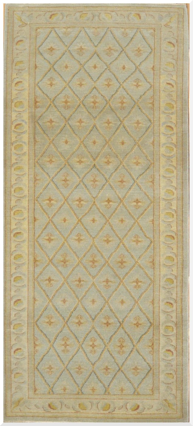 4′ x 8′ Beige Fine Hand-Knotted Egyptian Agra Runner Rug – Traditional Wool