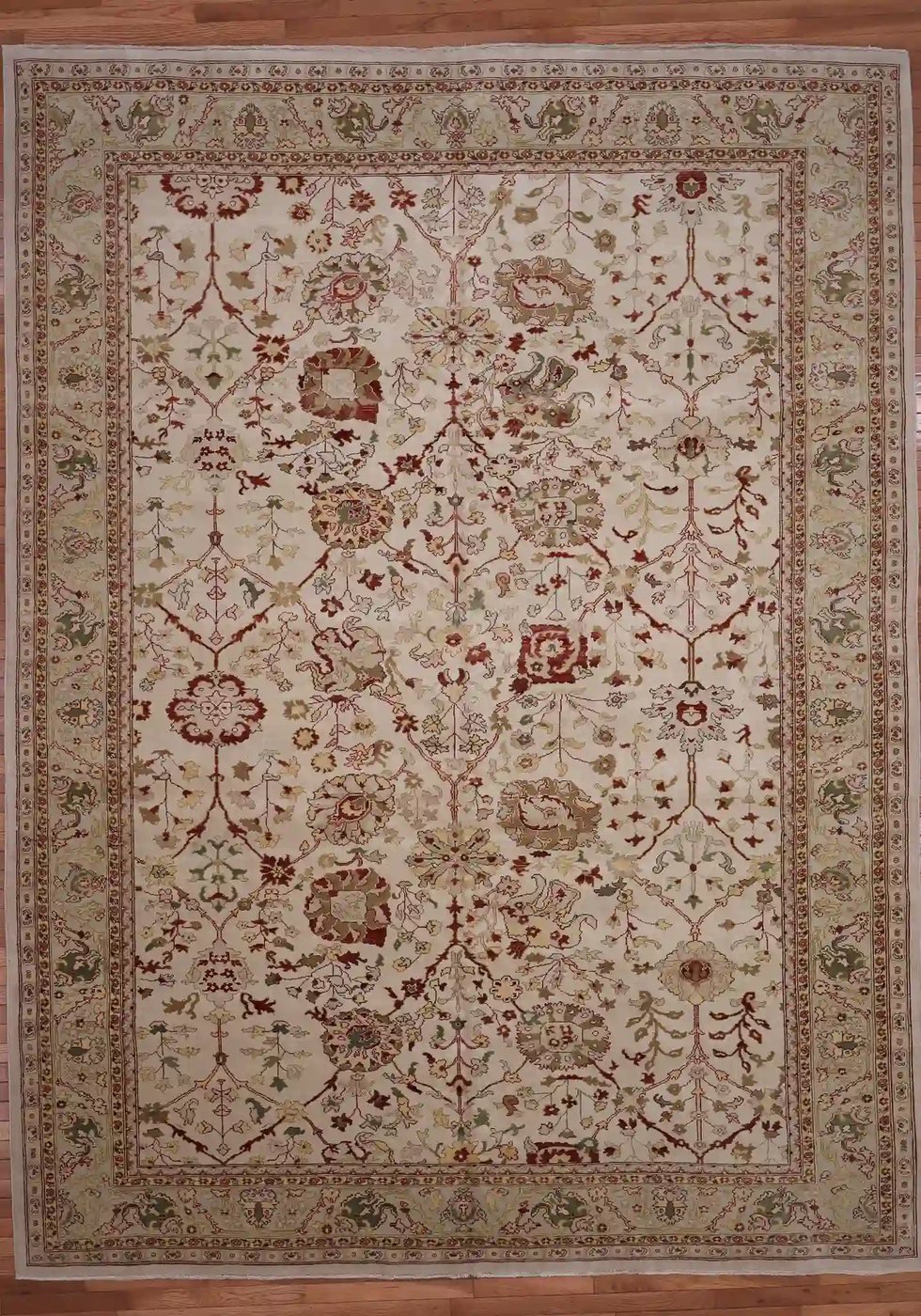 9′ x 12′ Beige Fine Hand-Knotted Egyptian Agra Oriental Rug – Traditional Wool