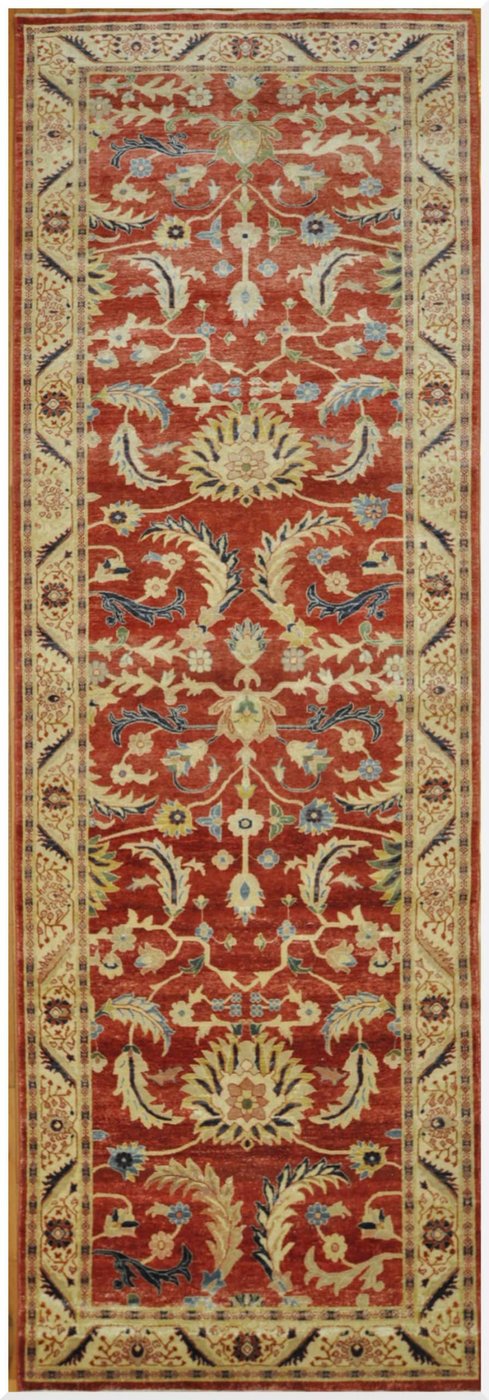 5′ x 16′ Red Fine Hand-Knotted Egyptian Sultanabad Runner – Traditional Wool