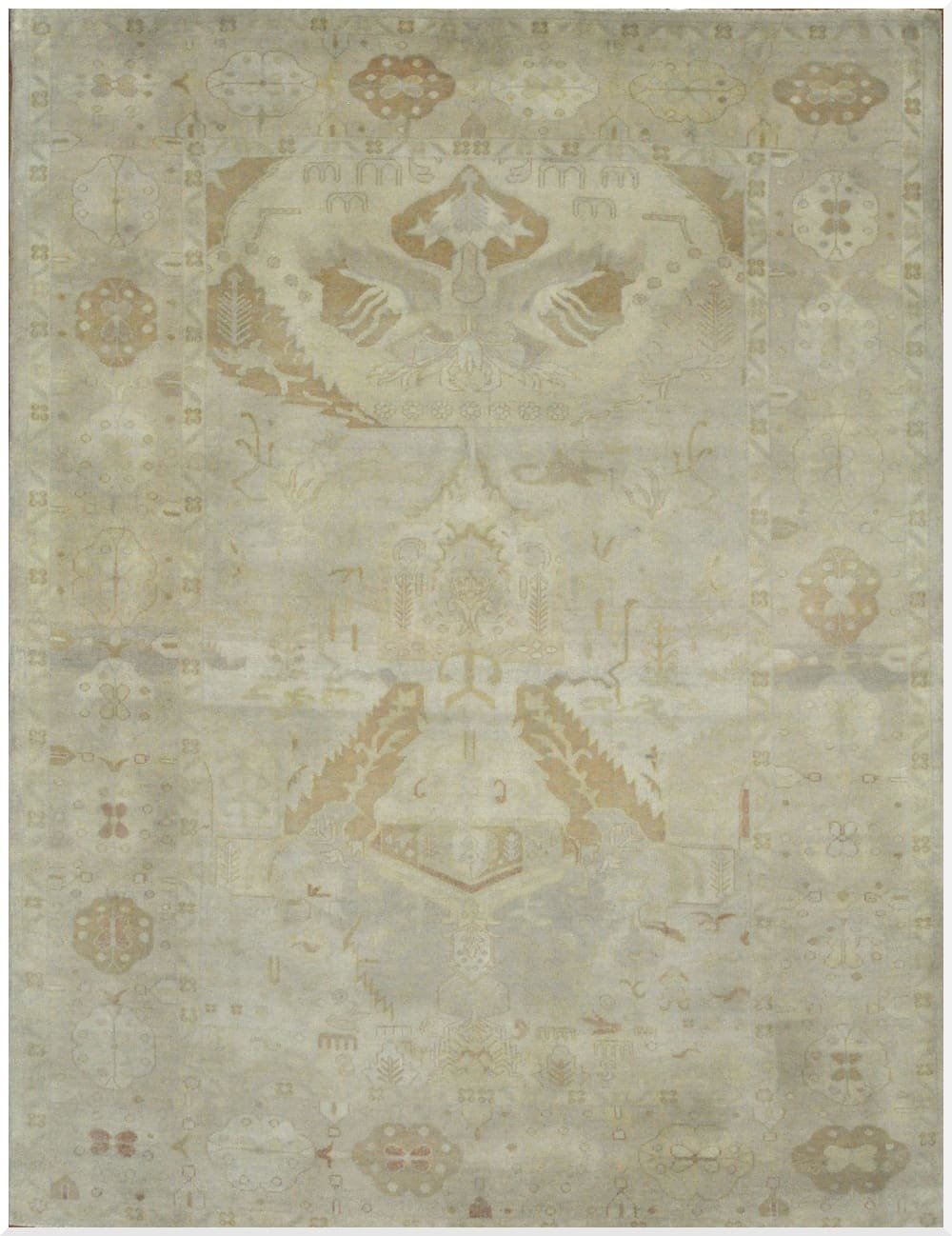 8′ x 11′ Beige Fine Hand-Knotted Egypt Oushak Oriental Rug – Transitional Wool 8′ x 11′ Beige Fine Hand-Knotted Egypt Oushak Oriental Rug – Transitional Wool