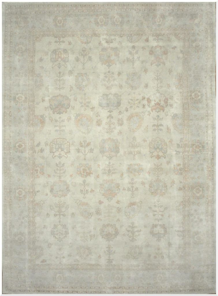 13′ x 19′ Beige Fine Hand-Knotted Egyptian Sultanabad Rug – Transitional Wool