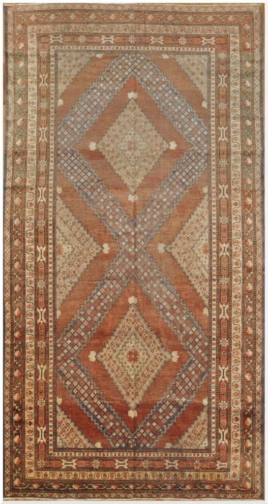 7′ x 13′ Terracotta Fine Hand-Knotted Khotan Rug – Traditional Wool