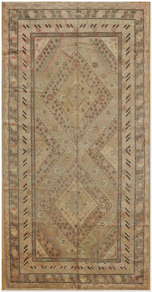 6′ x 13′ Beige Hand-Knotted Semi-Antique Uzbek Khotan Rug – Traditional Wool 6′ x 13′ Beige Hand-Knotted Semi-Antique Uzbek Khotan Rug – Traditional Wool