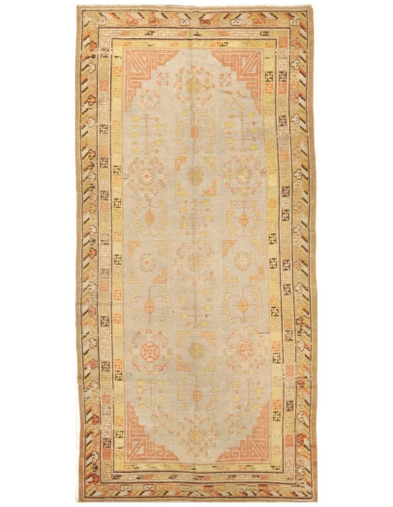 6′ x 13′ Gray Fine Hand-Knotted Khotan Rug – Transitional Wool 6′ x 13′ Gray Fine Hand-Knotted Khotan Rug – Transitional Wool