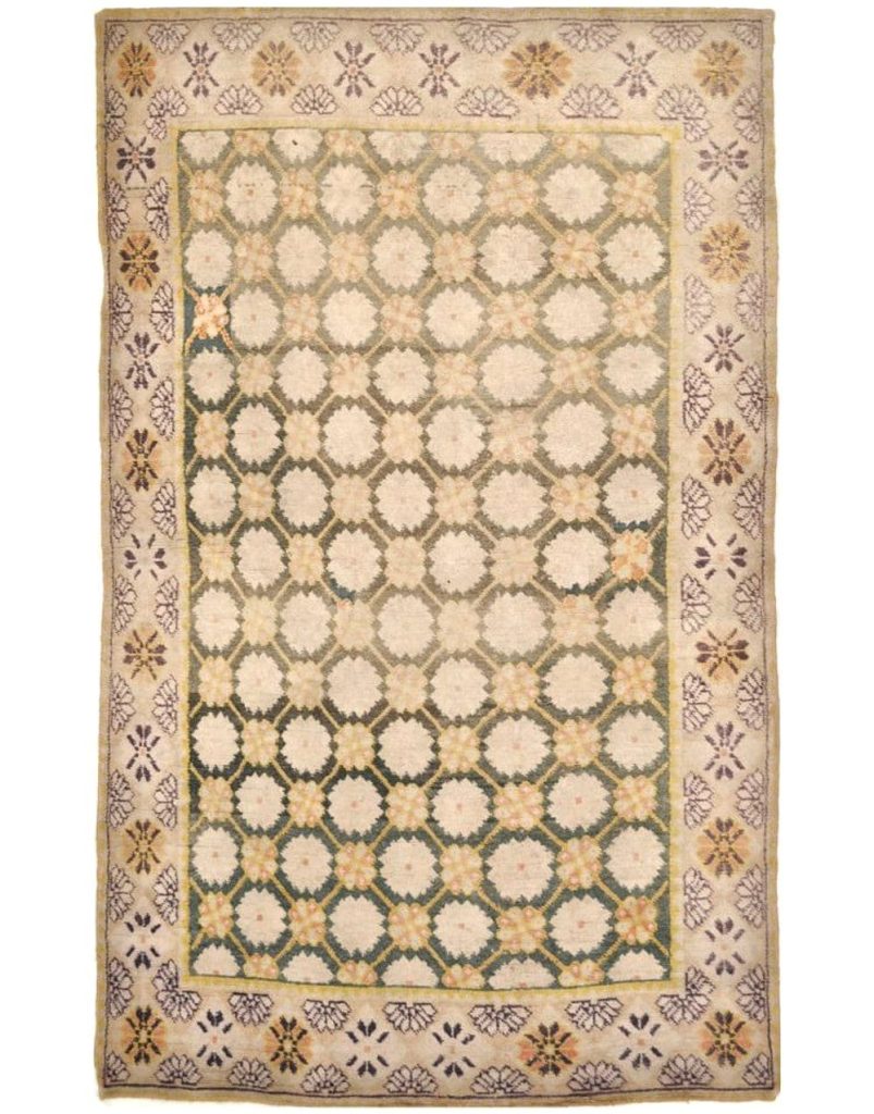 4′ x 7′ Ivory Fine Hand-Knotted Khotan Rug – Traditional Wool