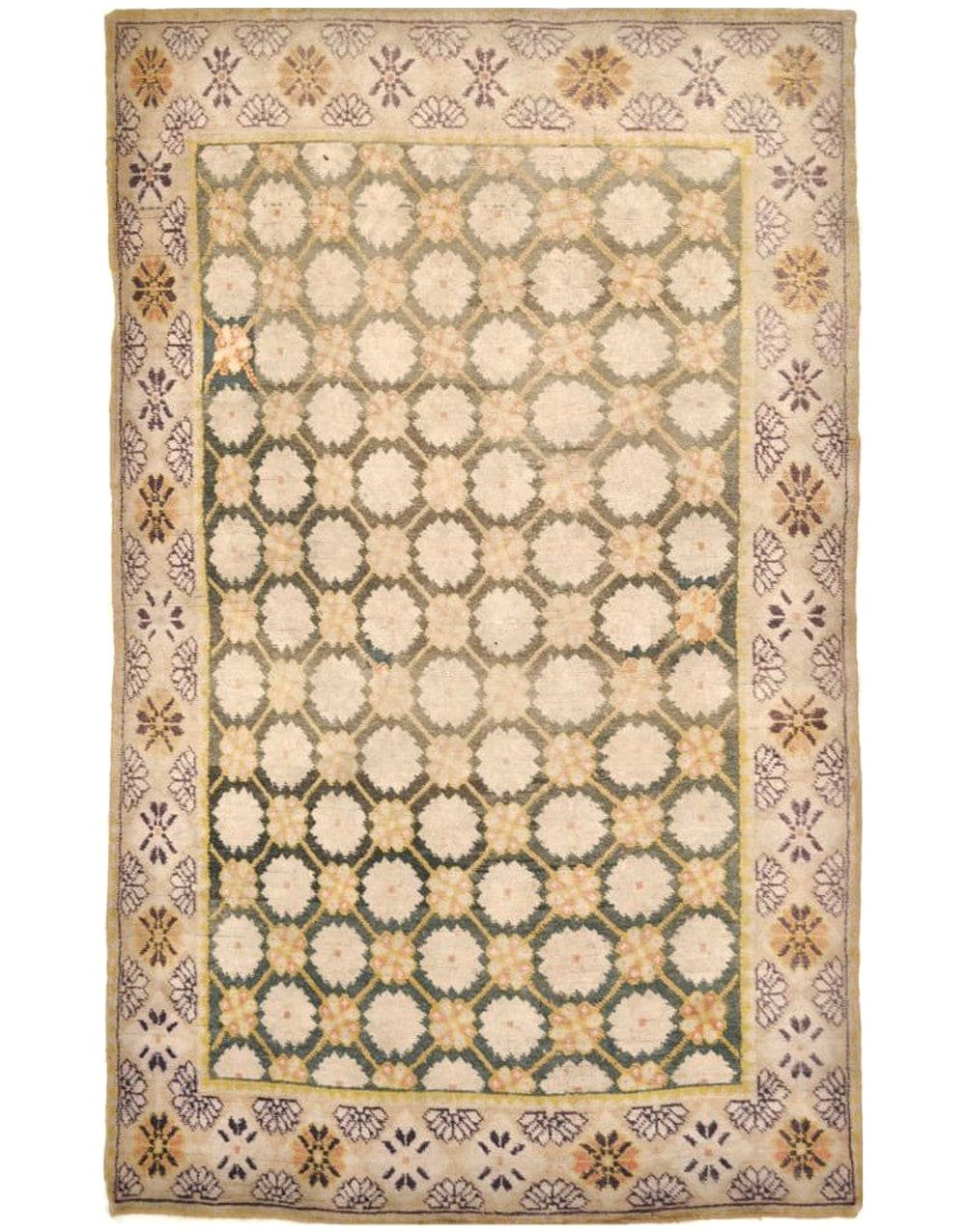 4′ x 7′ Ivory Fine Hand-Knotted Khotan Rug – Traditional Wool