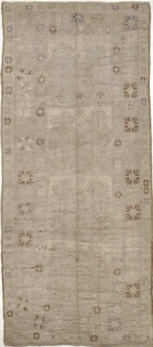 6′ x 14′ Turkish Ivory Vintage Runner Rug Transitional Wool