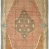 9′ x 14′ Turkish Peach Blue Savonnerie Rug Traditional Wool