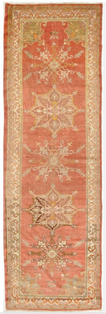 3′ x 11′ Turkish Melon Vintage Rug Transitional Wool