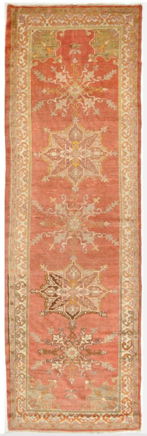 3′ x 11′ Turkish Melon Vintage Rug Transitional Wool