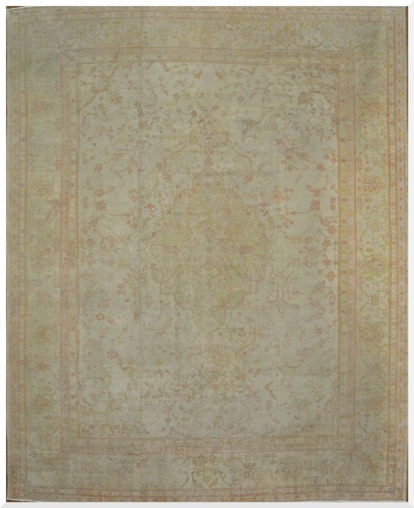 12′ x 16′ Antique Turkish Oushak Rug Ivory Large