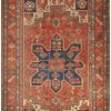 9′ x 12′ Terracotta and Indigo Hand-Knotted Antique Persian Serapi Rug – Investment Grade Wool