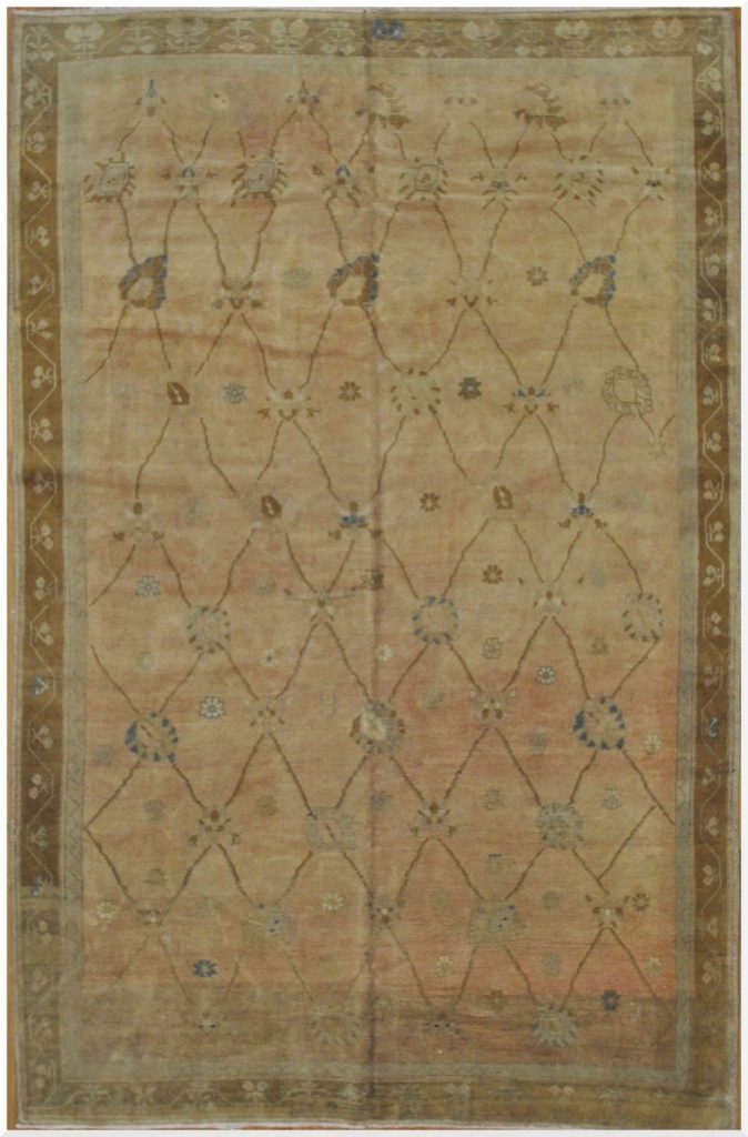 8′ x 12′ Turkish Kars Beige Vintage Rug – Transitional Hand-Knotted Wool