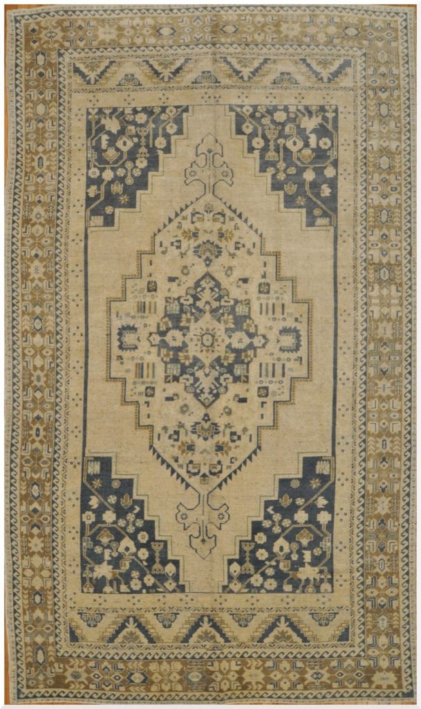 7′ x 12′ Ivory Fine Hahd-Knotted Turkish Oushak Rug – Traditiona Wool