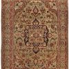 7′ x 9′ Antique Muted Sage and Terracotta Hand-Knotted Persian Lavar Kerman Rug – Investment Grade Wool