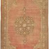 7′ x 10′ Turkish Antique-Washed Rust Medallion Rug – Semi-Antique Hand-Knotted Wool
