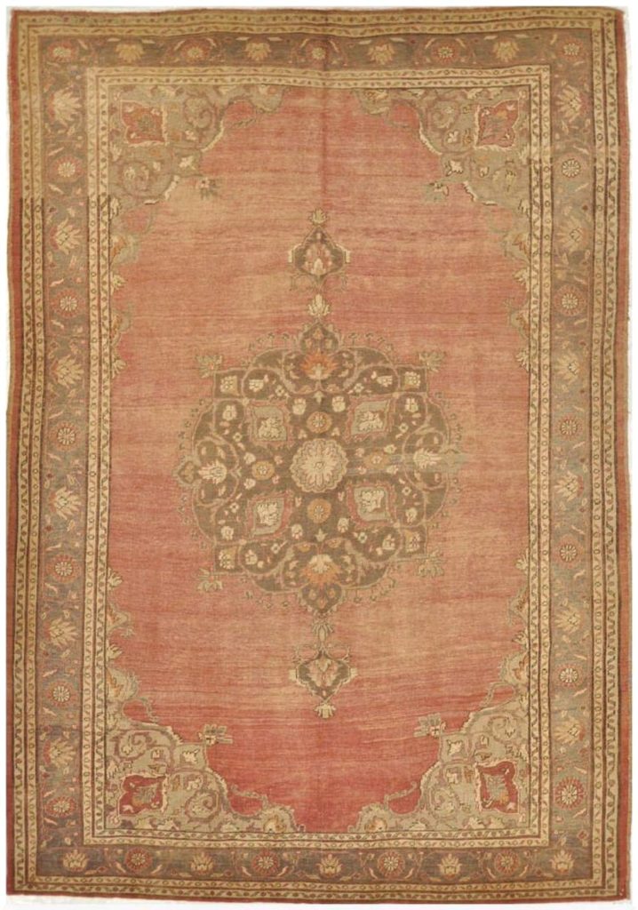 7′ x 10′ Turkish Antique-Washed Rust Medallion Rug – Semi-Antique Hand-Knotted Wool