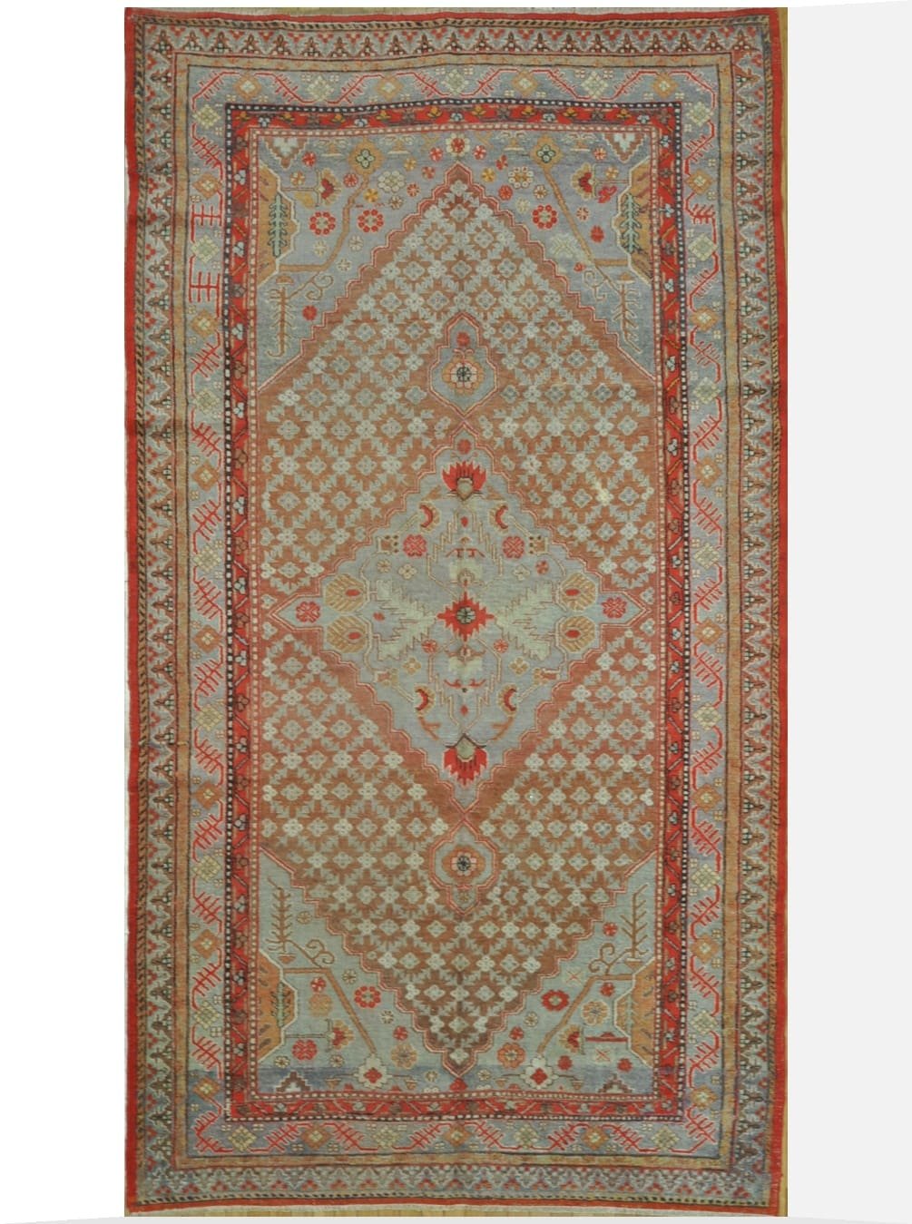 6′ x 11′ Antique Khotan Gallery Rug Soft Blue Hand Knotted Wool 6′ x 11′ Antique Khotan Gallery Rug Soft Blue Hand Knotted Wool