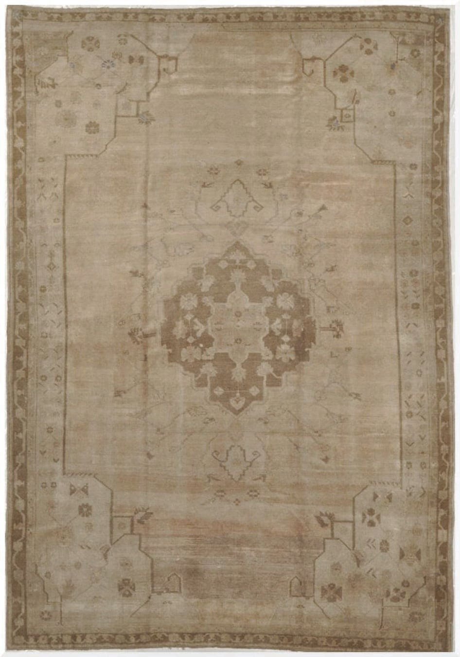 8′ x 12′ Beige Fine Hand-Knotted Turkish Kars Rug – Transitional Wool