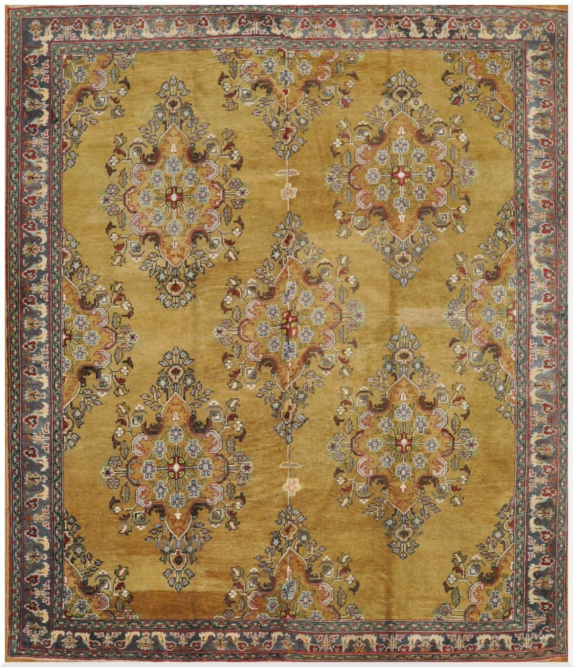 10′ x 11′ Turkish Gold Semi Antique Rug Traditional Wool