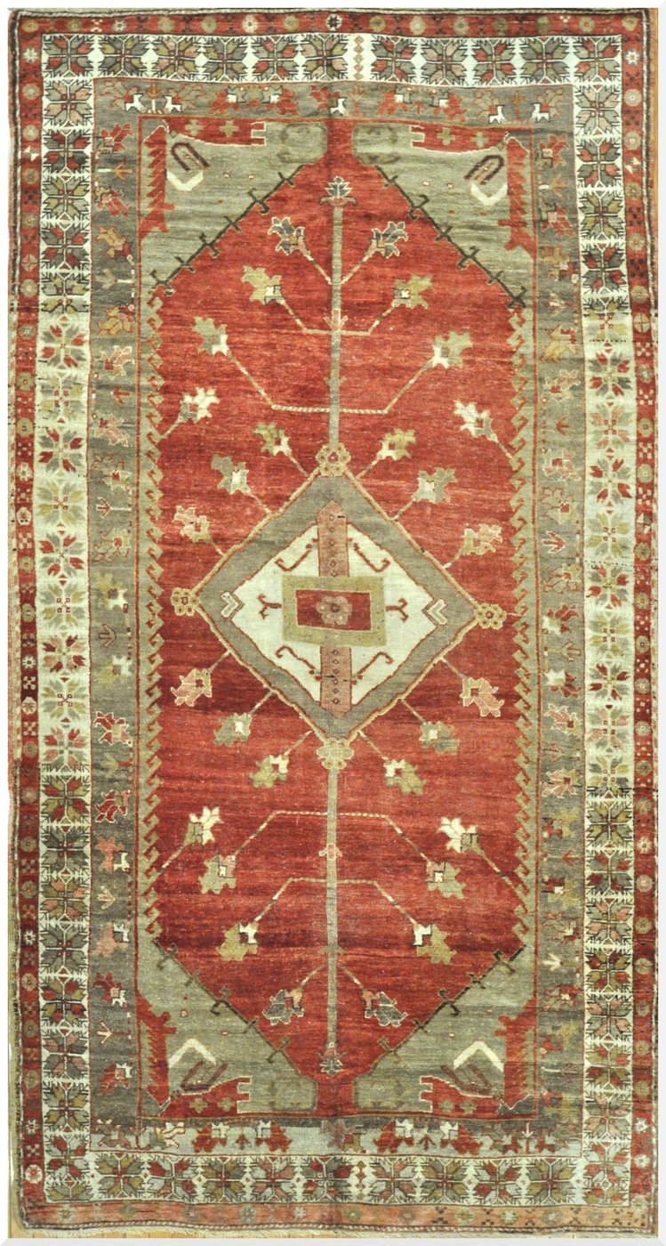 5′ x 10′ Red Fine Hand-Knotted Turkish Vintage Rug – Transitional Tribal Wool