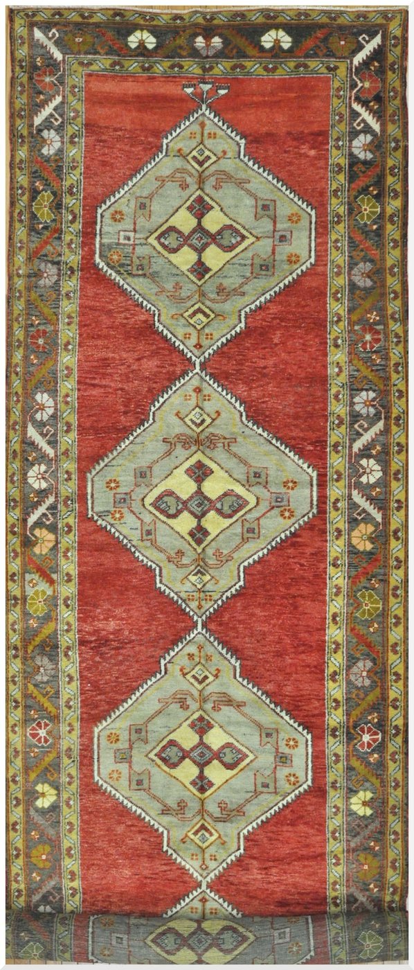 5′ x 21′ Turkish Red Vintage Runner Rug Transitional Wool