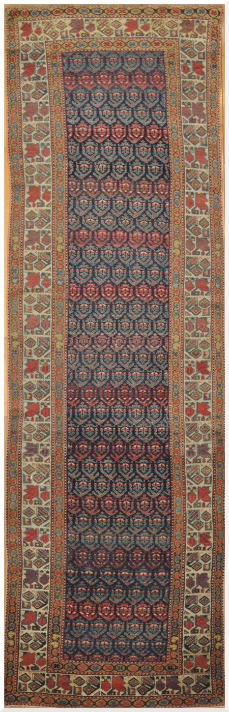 3′ x 11′ Navy Fine Hand-Knotted Persian Kurdish Runner – Traditional Wool