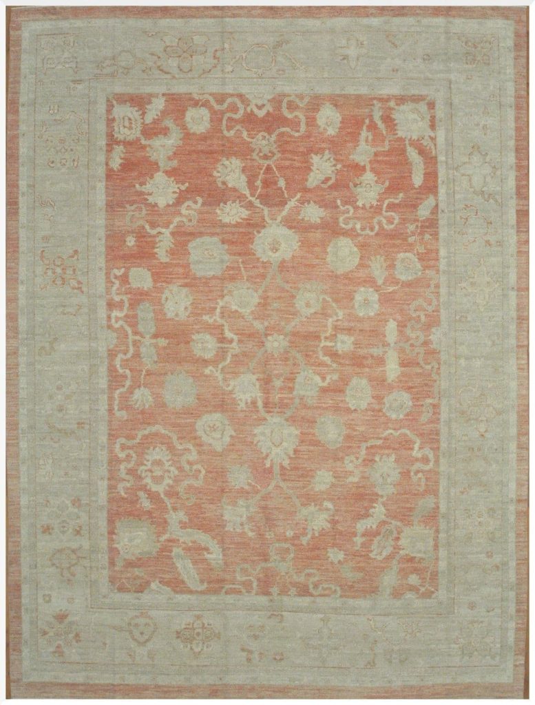 11′ x 15′ Red Fine Hand-Knotted Turkish Oushak Rug – Transitional Wool