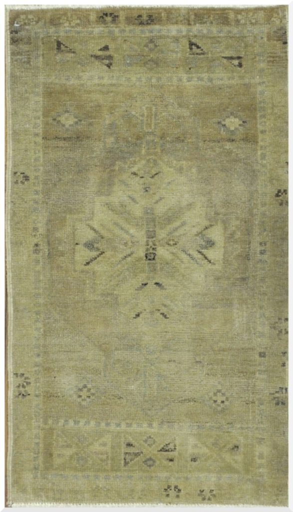 2′ x 3′ Beige Fine Hand-Knotted Turkish Vintage Rug – Transitional Wool