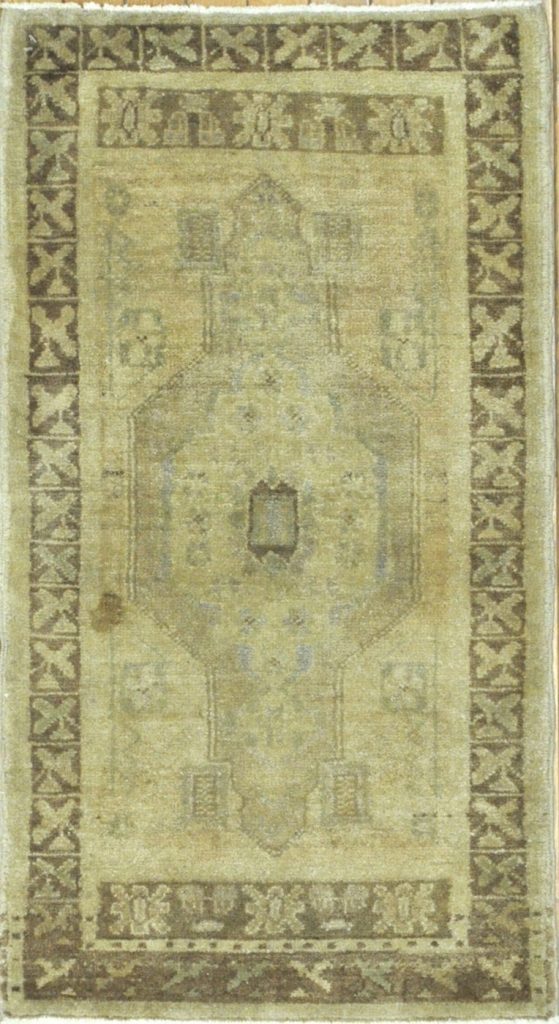 2′ x 3′ Beige Fine Hand-Knotted Turkish Vintage Rug – Transitional Wool