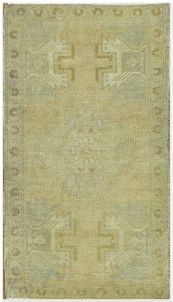 2′ x 3′ Beige Fine Hand-Knotted Turkish Vintage Rug – Transitional Wool