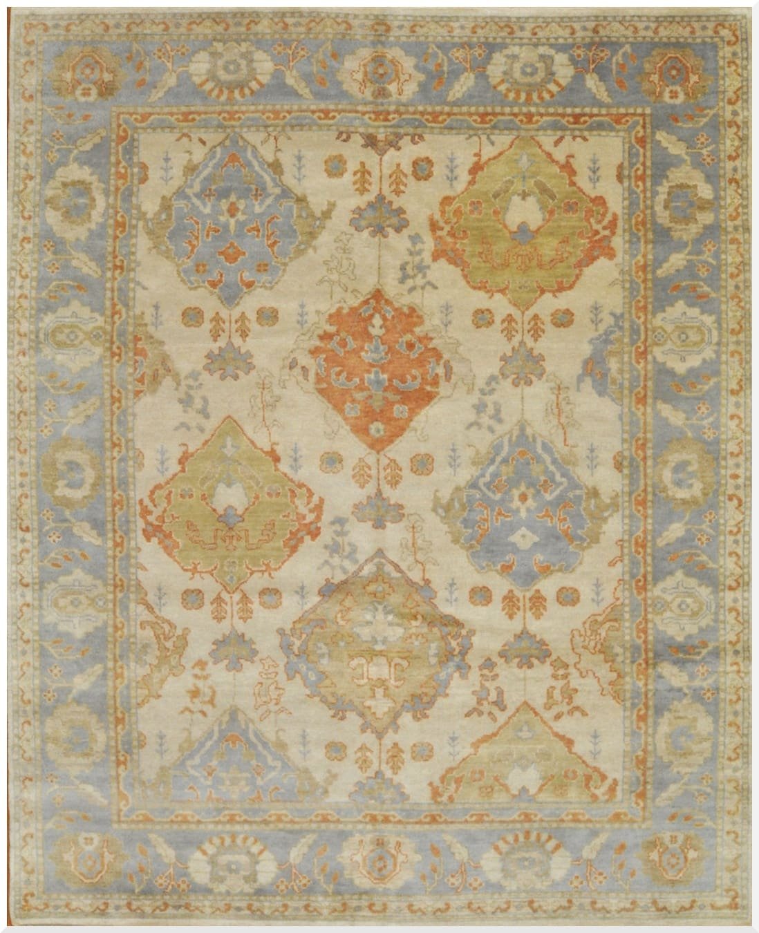 8′ x 10′ Terracotta Fine Hand-Knotted Turkish Oushak Rug – Transitional Wool