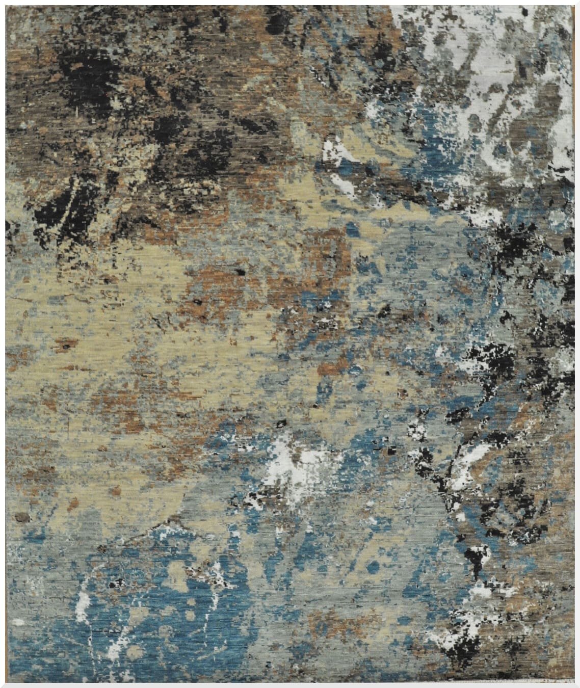 8′ x 10′ Grey Fine Hand-Knotted Indian Modern Design Rug – Contemporary Wool