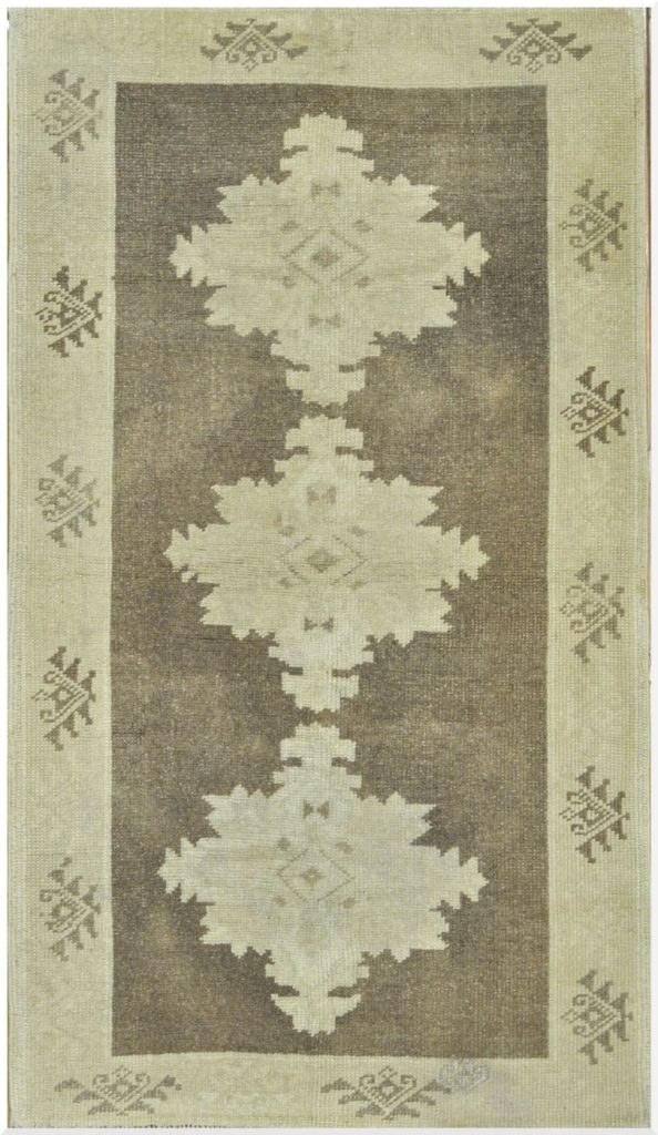 3′ x 5′ Beige Fine Hand-Knotted Turkish Anatolian Rug – Vintage Wash Wool