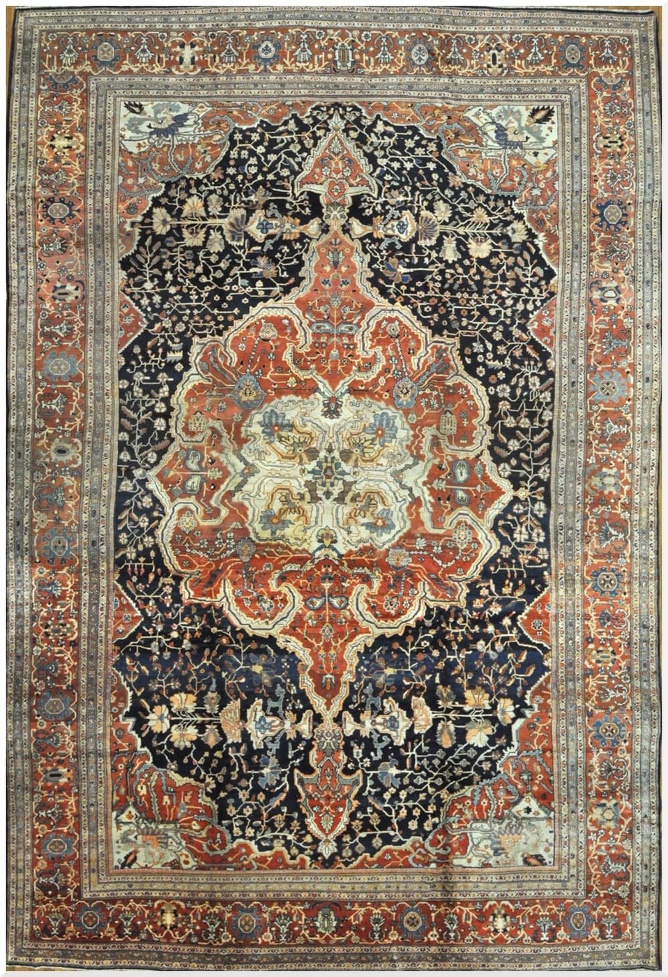 12′ x 19′ Red Fine Hand-Knotted Persian Sarouk Farahan Rug – Traditional Wool