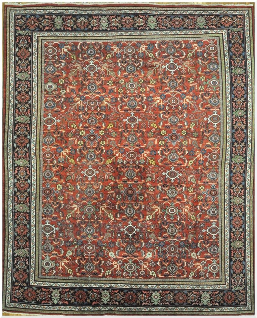 11′ x 14′ Red Fine Hand-Knotted Persian Mahal Rug – Allover Wool