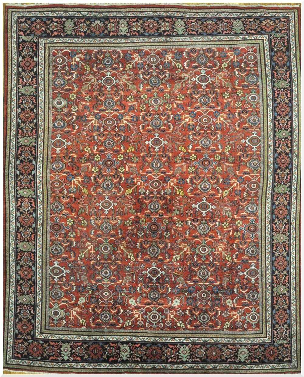 11′ x 14′ Red Fine Hand-Knotted Persian Mahal Rug – Allover Wool