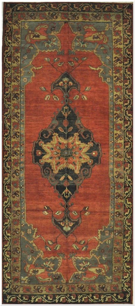 5′ x 12′ Red Anatolian Single Medallion Turkish Runner Rug – Traditional Wool