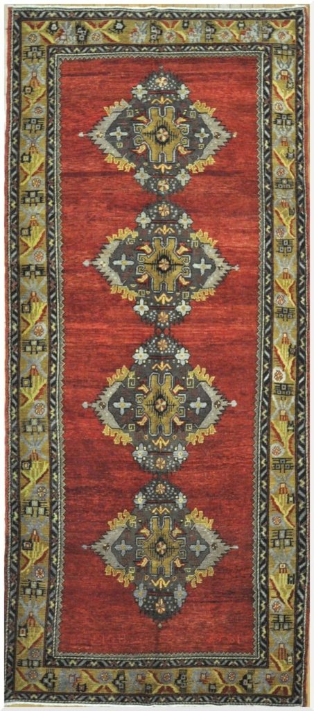 5′ x 12′ Turkish Oushak Red Vintage Rug Traditional Wool