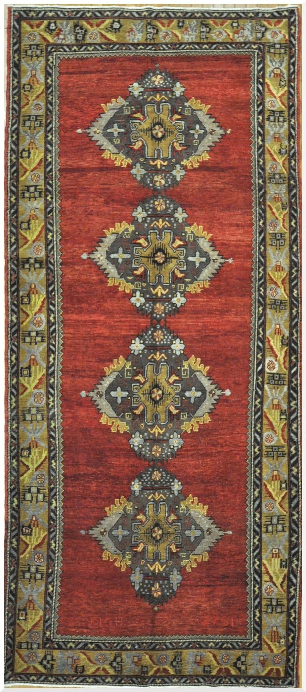 5′ x 12′ Turkish Oushak Red Vintage Rug Traditional Wool
