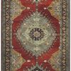 5′ x 14′ Turkish Oushak Red Vintage Rug Traditional Wool