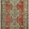 5′ x 12′ Vintage Red Triple Medallion Turkish Oushak Runner Rug – Traditional Wool