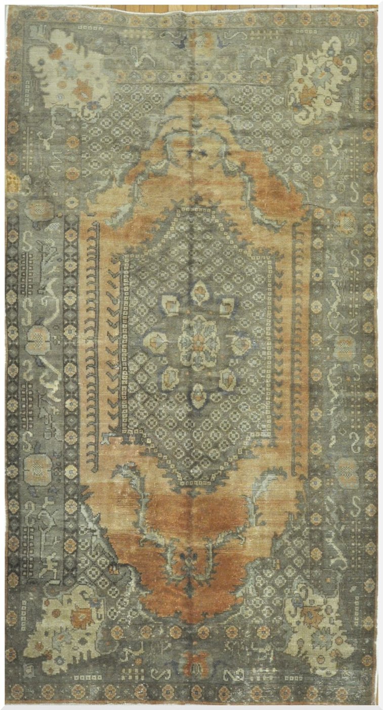 5′ x 10′ Turkish Oushak Blue-Gray Vintage Anatolian Rug – Traditional Hand-Knotted Wool