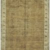 6′ x 11′ Camel and Sage Hand-Knotted Vintage Turkish Anatolian Oushak Rug – Transitional Wool